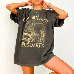 Get In Loser We're Going to Hogwarts Shirt – Wizard Magic Bookish Tee, Vintage Harry Potter Inspired Washed T-shirt - Get Trend Merch