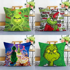 Grinch Inspired Christmas Throw Pillow Cover