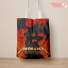 Metallica Santa Clara 2025 Tote Bag – M72 World Tour Pop-Up Shop Exclusive, Demon Art Design Canvas Shoulder Bag - Get Trend Merch