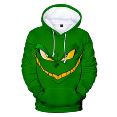Grinch Inspired 3D Printed Christmas Hoodie – Oversized Harajuku Pullover