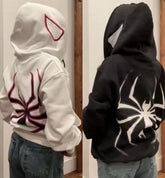 Women’s Harajuku Spider Print Oversized Zip-Up Hoodie