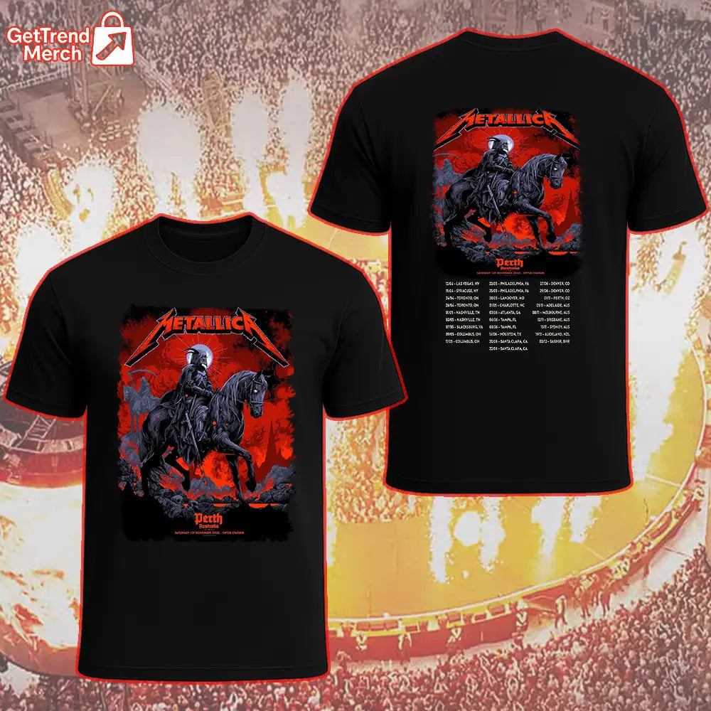 Metallica M72 World Tour November 1, 2025 Perth, Australia - Optus Stadium Tour Shirt