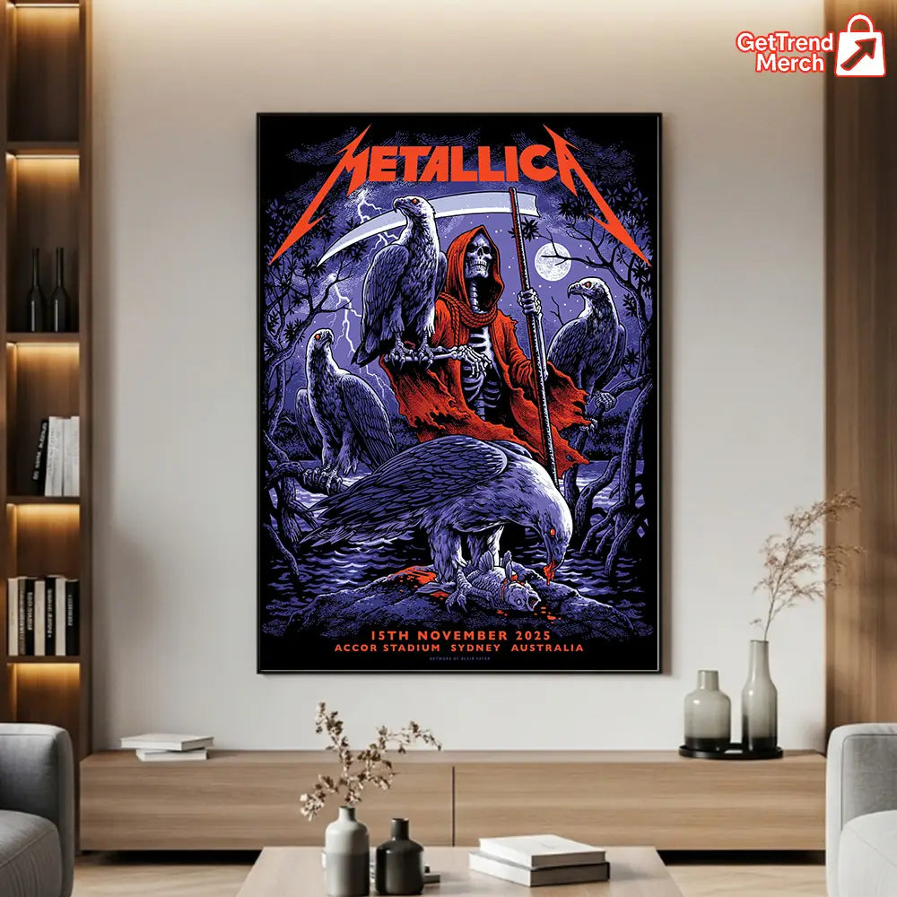 Metallica M72 World Tour November 15 2025 Sydney Australia Accor Stadium Poster Canvas Wall Art