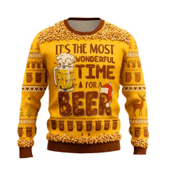 Beer Ugly Christmas Sweater - Funny Santa Crewneck