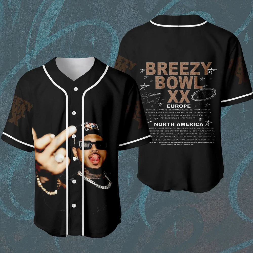 Chris Brown Concert Tour Breezy Bowl XX 2025 Europe & North America Stadium World Tour Official Baseball Jersey - Get Trend Merch