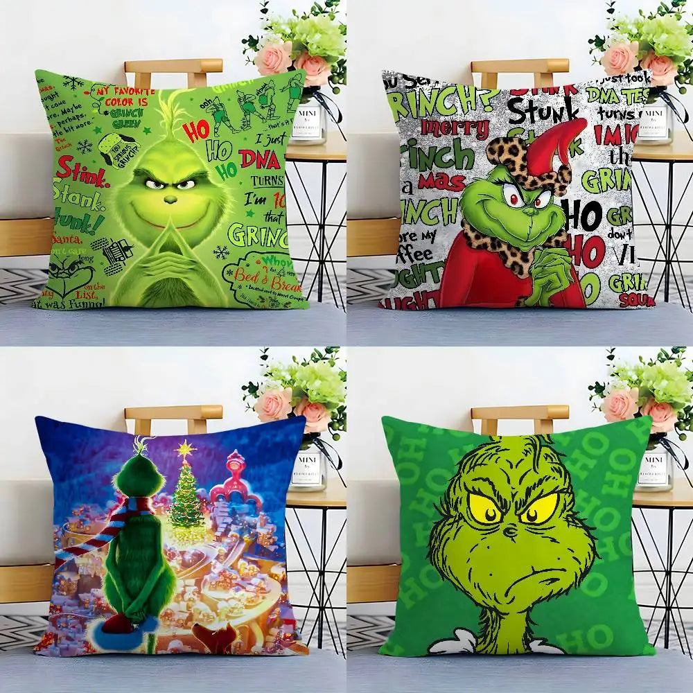 Grinch Inspired Christmas Throw Pillow Cover