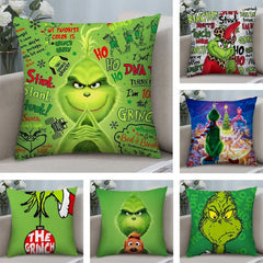Grinch Inspired Christmas Throw Pillow Cover