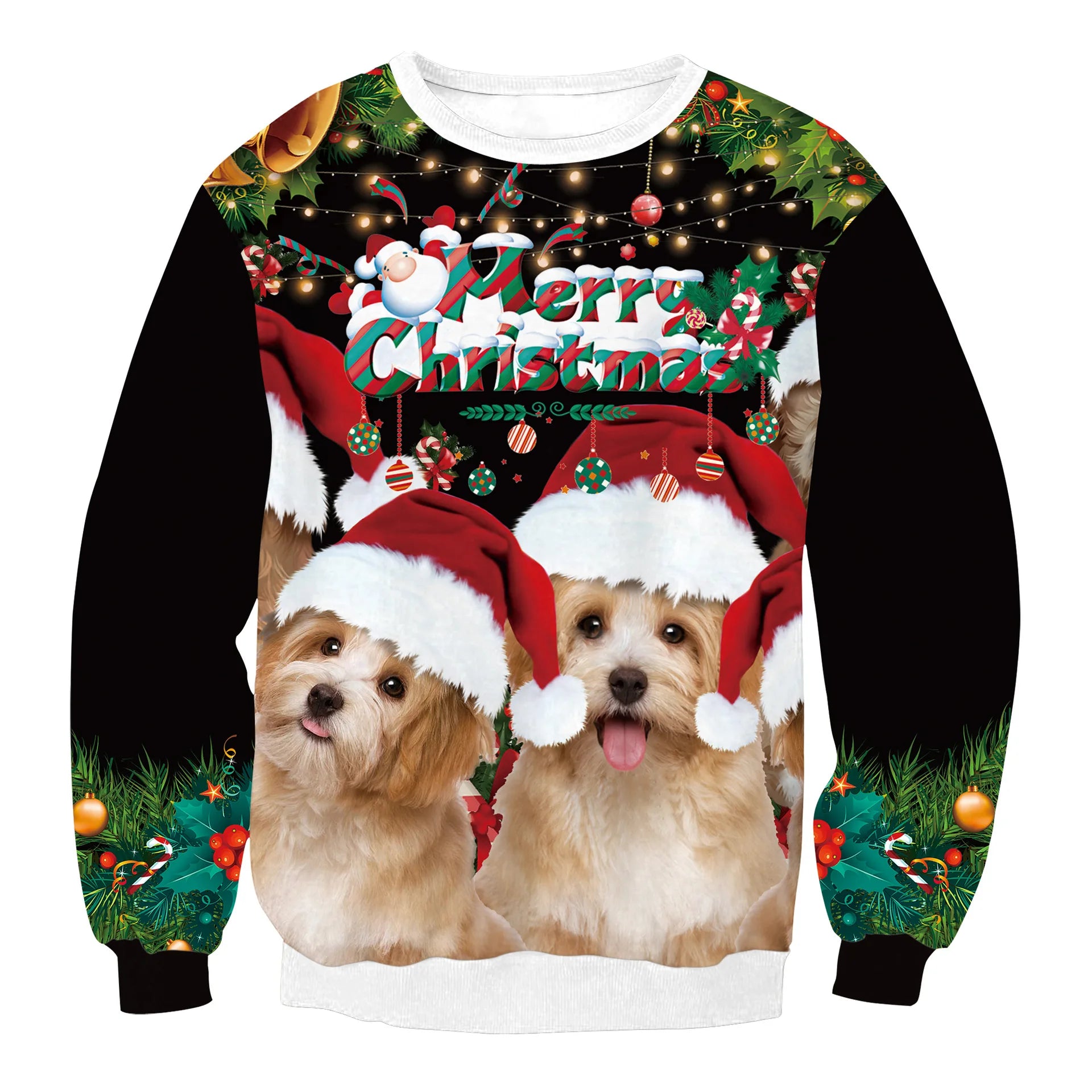 Dog Snowflake Reindeer Santa Ugly Christmas Sweater