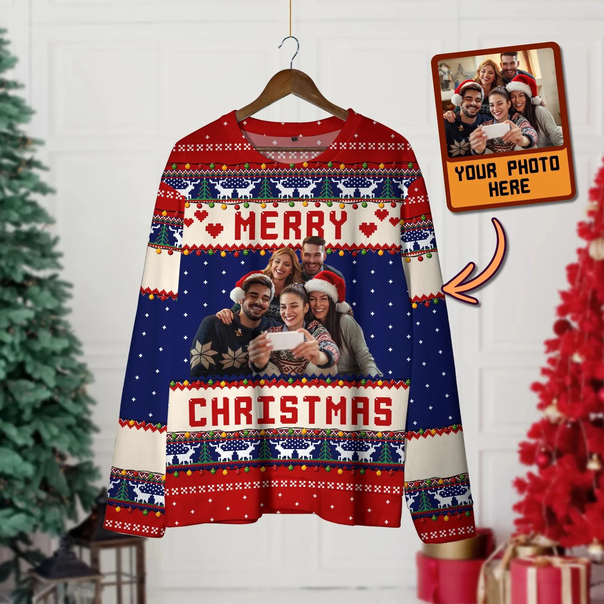 Custom Face Ugly Christmas Sweater – Personalized Photo Xmas Gift
