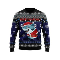 Funny Cartoon Shark Ugly Christmas Sweater