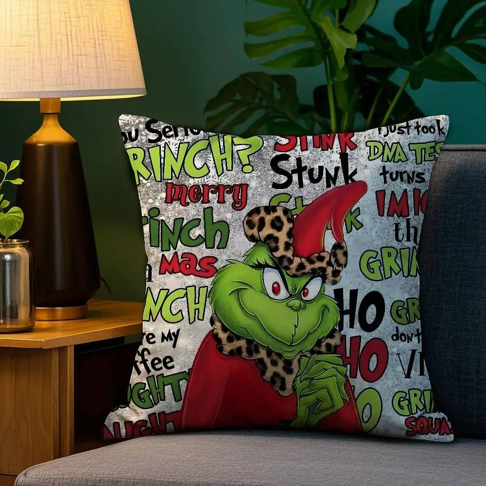 Grinch Inspired Christmas Throw Pillow Cover