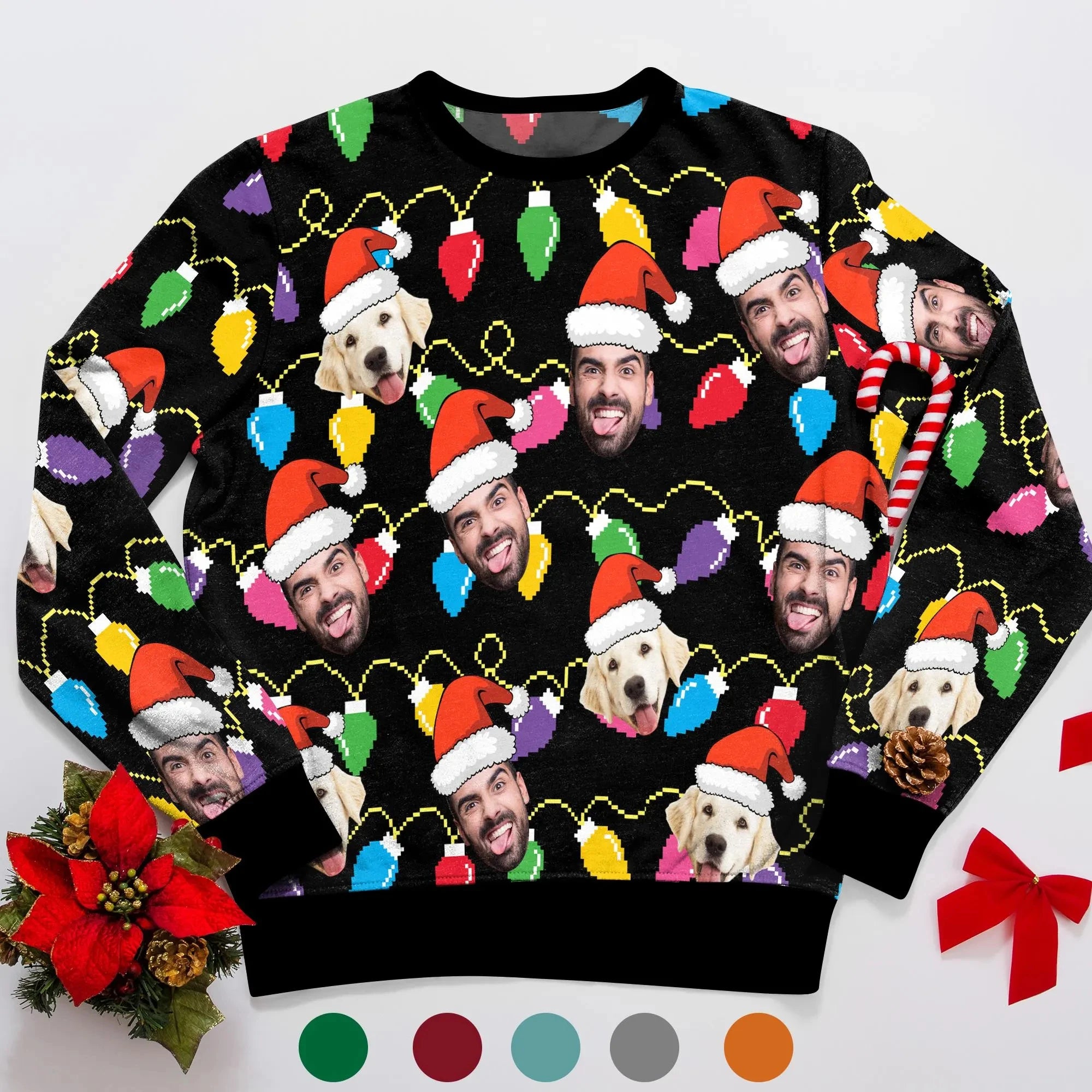 Custom Face Ugly Christmas Sweater – Personalized Photo Xmas Gift