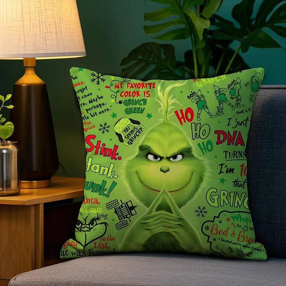 Grinch Inspired Christmas Throw Pillow Cover