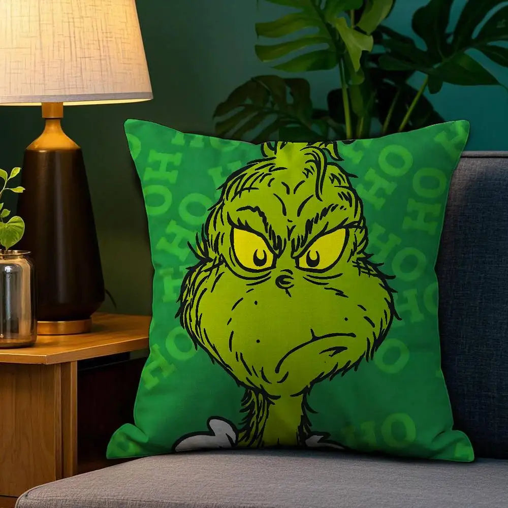 Grinch Inspired Christmas Throw Pillow Cover