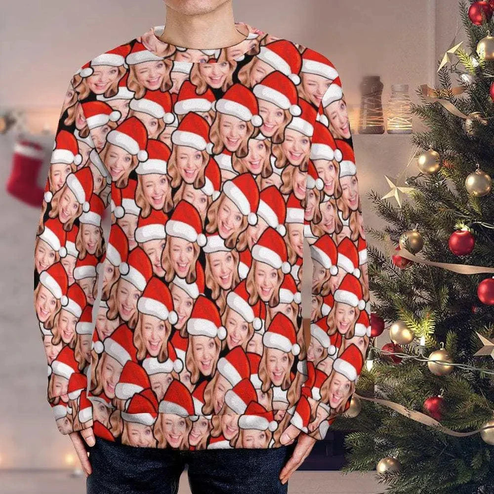 Custom Face Ugly Christmas Sweater – Personalized Photo Xmas Gift