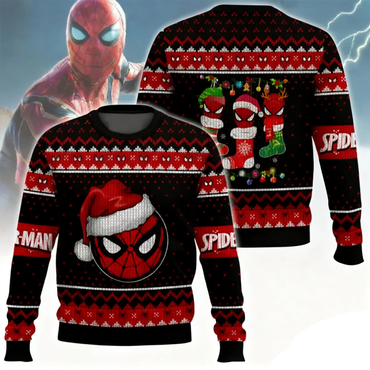 Spider-Hero Inspired Ugly Christmas Sweater