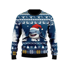 Funny Cartoon Shark Ugly Christmas Sweater