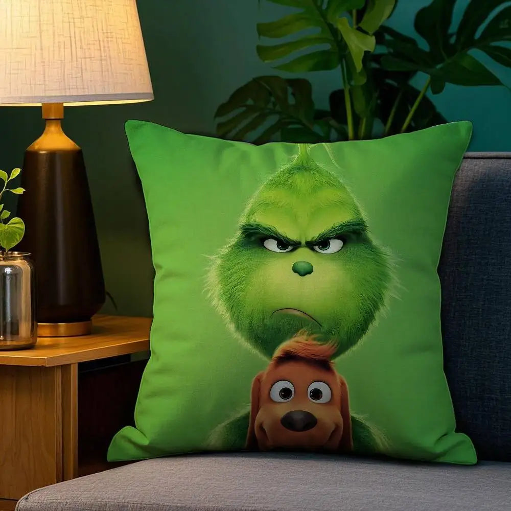 Grinch Inspired Christmas Throw Pillow Cover
