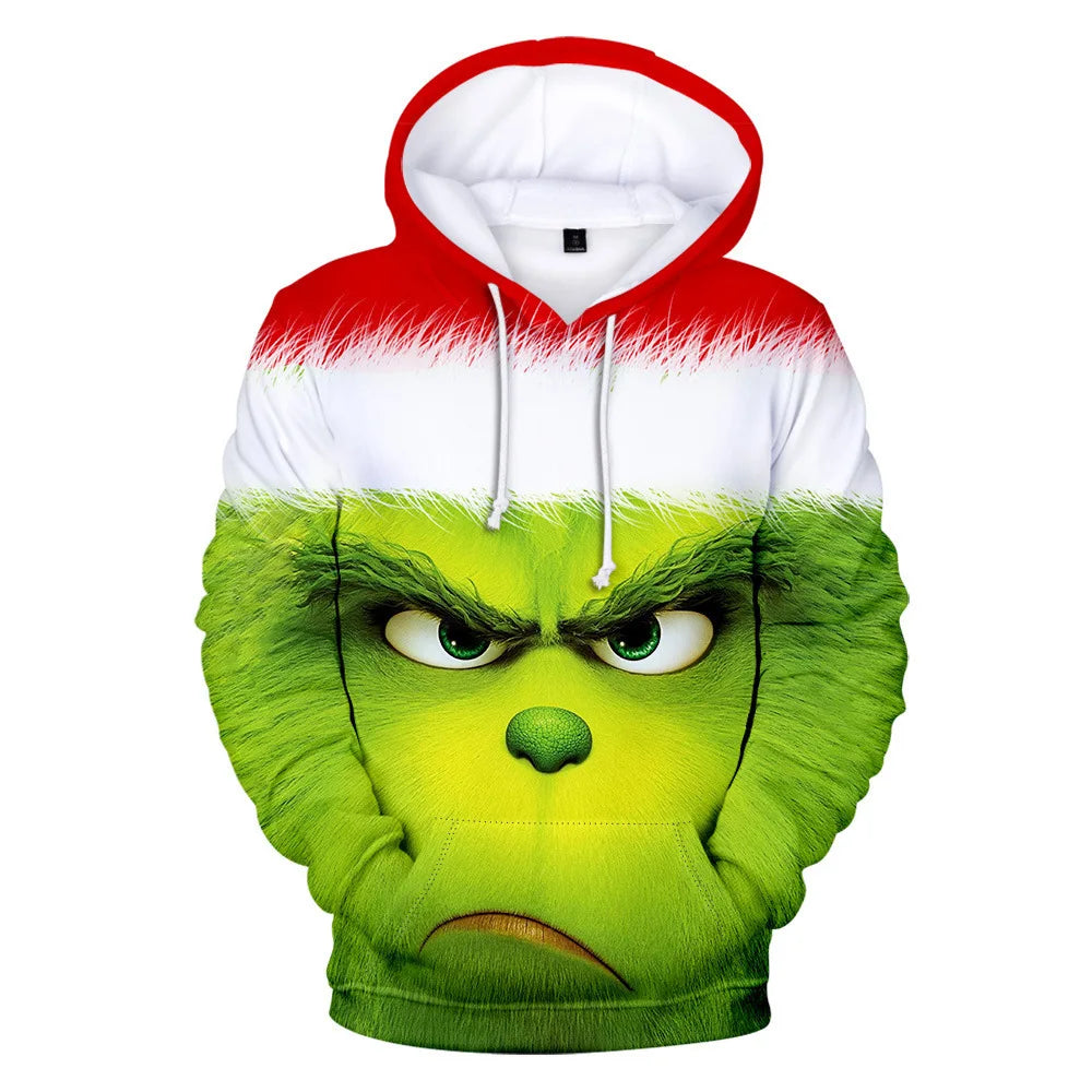 Grinch Inspired Christmas Hoodie – 3D All Over Print Harajuku Pullover