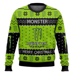 Green Claw Energy Inspired Ugly Christmas Sweater – Warm Knit-Look Crewneck