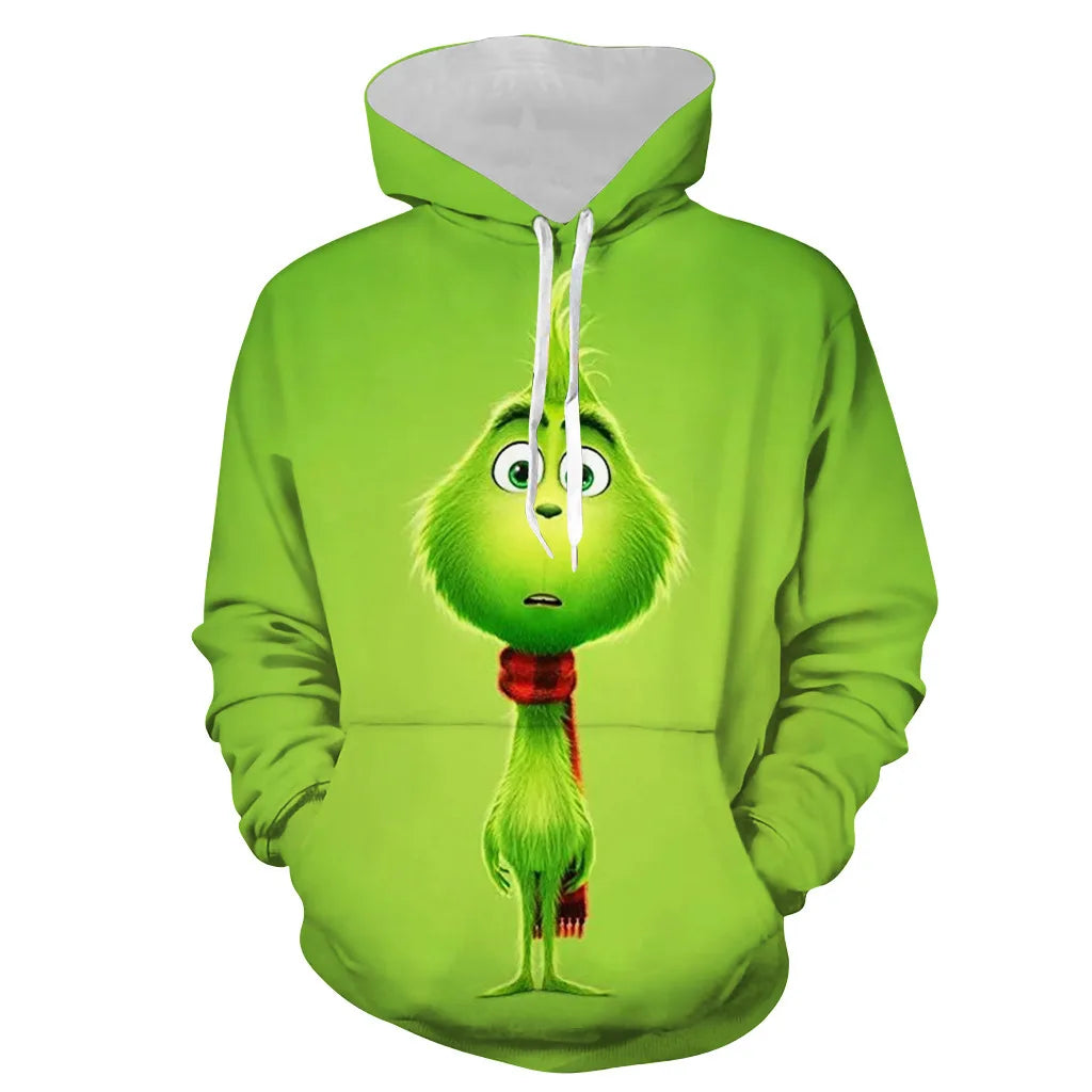 Grinch Inspired Christmas Hoodie – 3D All Over Print Harajuku Pullover