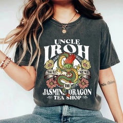 Uncle Iroh Jasmine Dragon Tea Shop Washed T-Shirt – Make Tea Not War T-Shirt, Avatar The Last Airbender Vintage Fan Tee - Get Trend Merch
