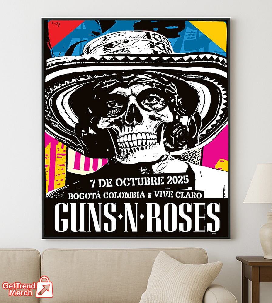 Guns N’ Roses Bogotá Colombia 2025 Poster Canvas Wall Art – Vive Claro Concert Limited Edition - Get Trend Merch