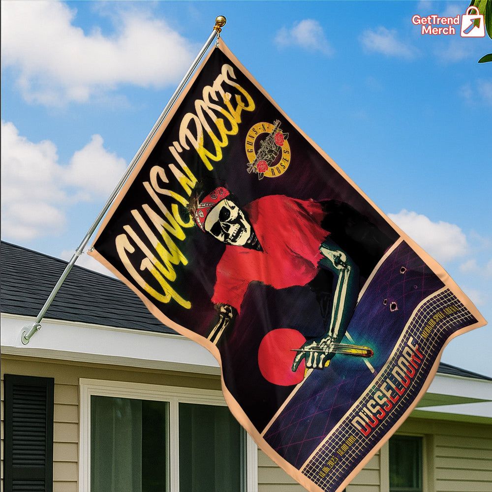 Guns N’ Roses Düsseldorf 2025 Skeleton Ping Pong House Flag – Official Concert Tour Outdoor Banner - Get Trend Merch