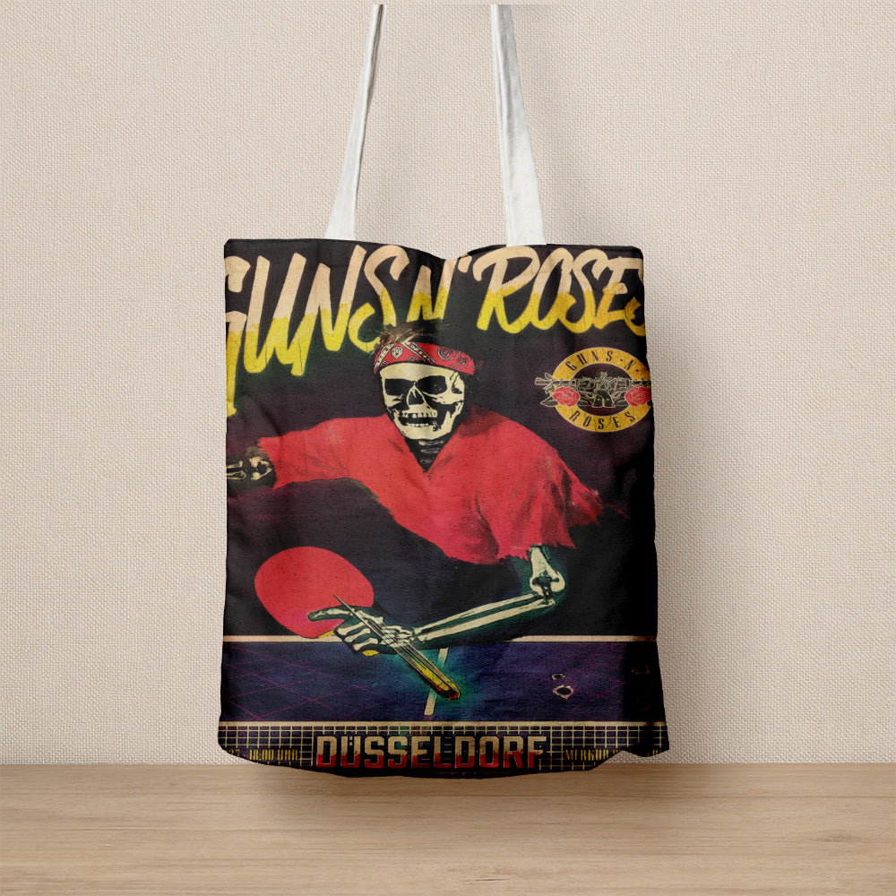 Guns N’ Roses Ping Pong Skeleton Tote Bag Dusseldorf 2025 Tour Merch - Get Trend Merch