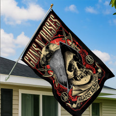Guns N' Roses World Tour 2025 Hradec Králové June 15 Concert Skull Rose Art 2-Sided House Flag - Get Trend Merch