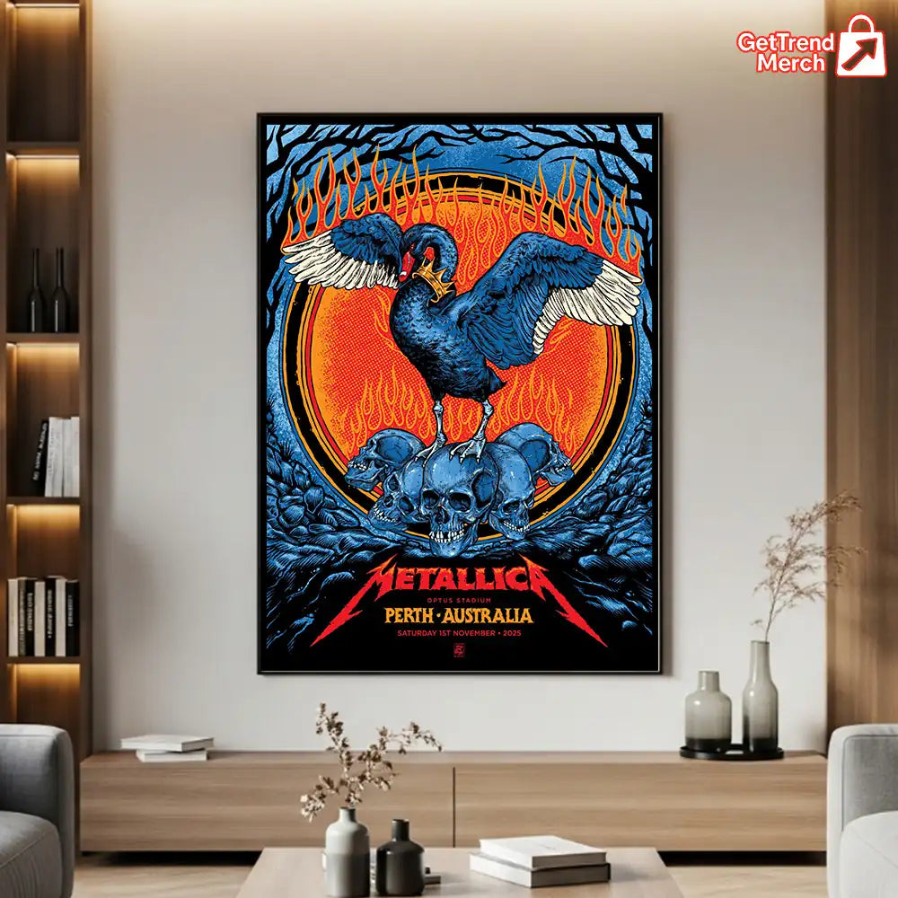 Metallica M72 World Tour November 1 2025 Perth Australia Optus Stadium Poster Canvas Wall Art