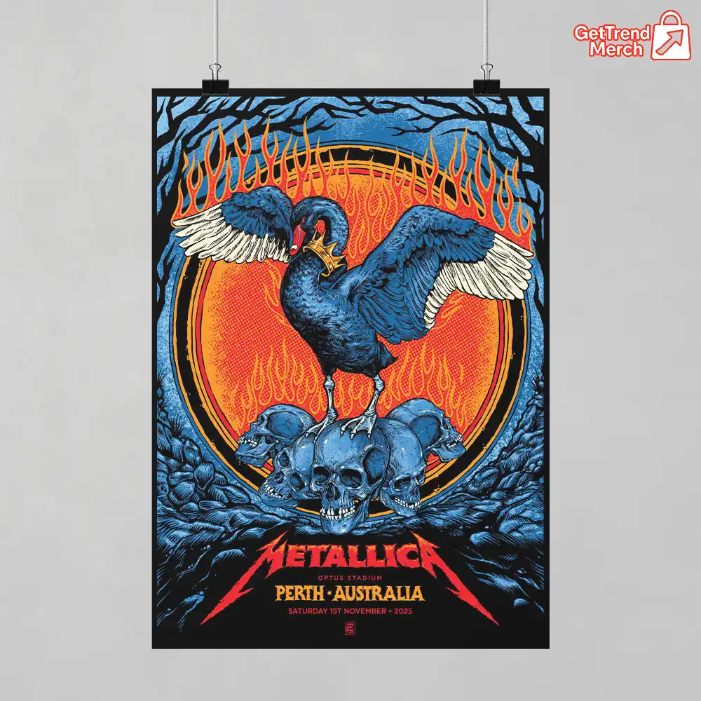 Metallica M72 World Tour November 1 2025 Perth Australia Optus Stadium Poster Canvas Wall Art
