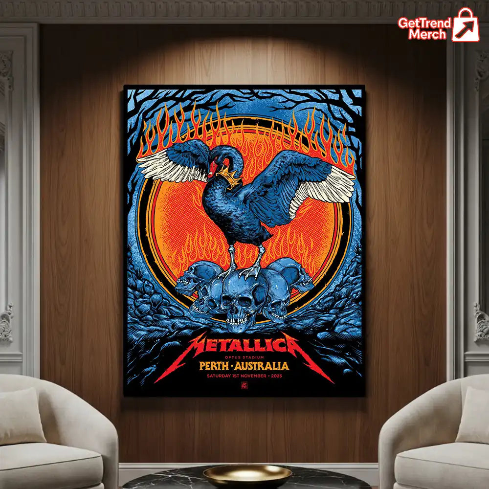 Metallica M72 World Tour November 1 2025 Perth Australia Optus Stadium Poster Canvas Wall Art