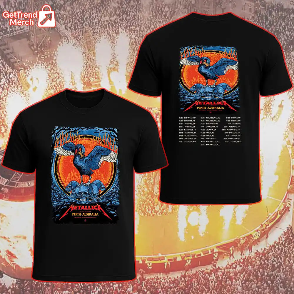 Metallica M72 World Tour November 1, 2025 Perth, Australia - Optus Stadium Tour Shirt