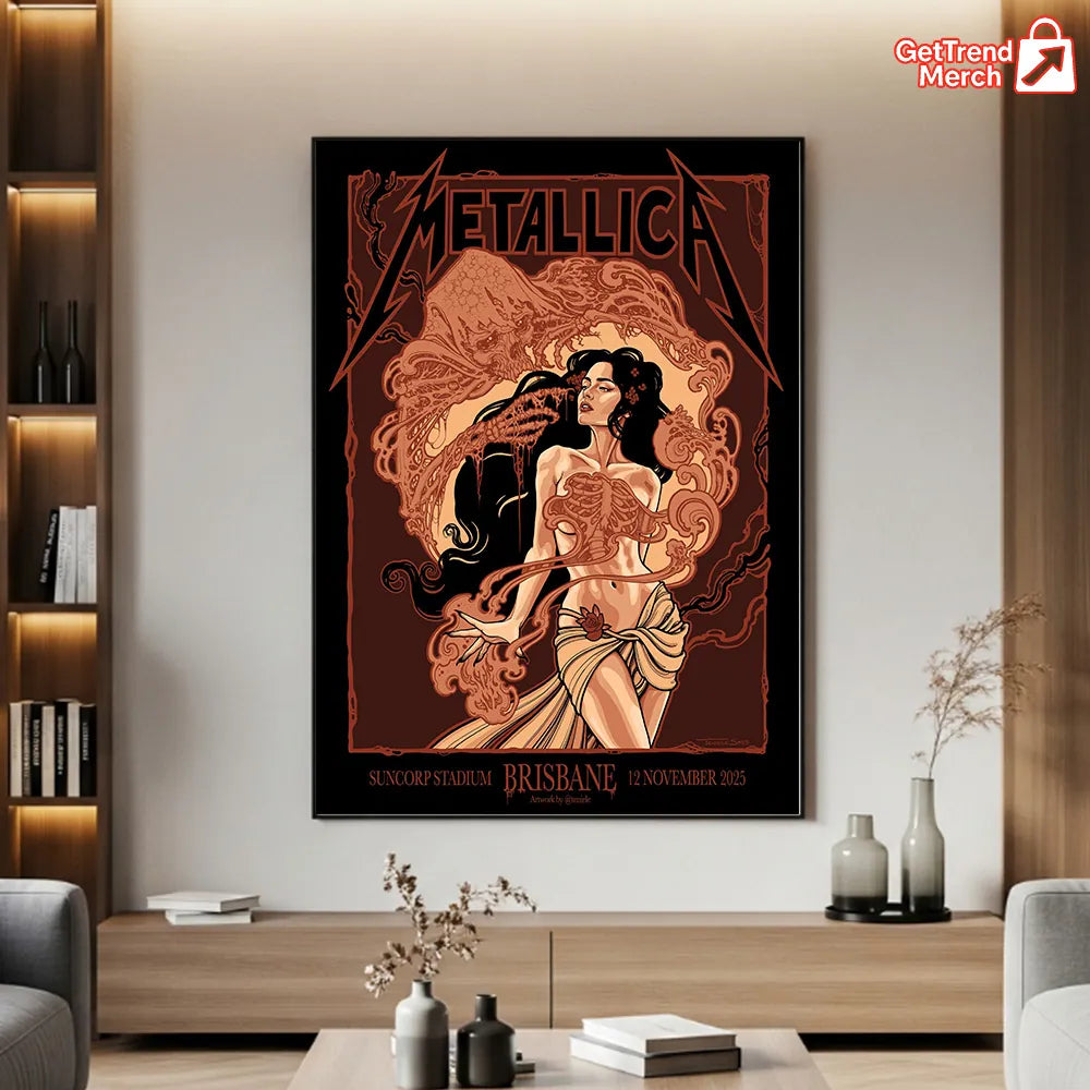 Metallica M72 World Tour November 12 2025 Brisbane Australia Suncorp Stadium Poster Canvas Wall Art