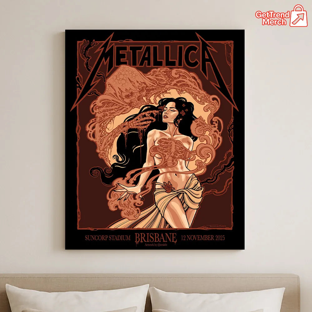 Metallica M72 World Tour November 12 2025 Brisbane Australia Suncorp Stadium Poster Canvas Wall Art