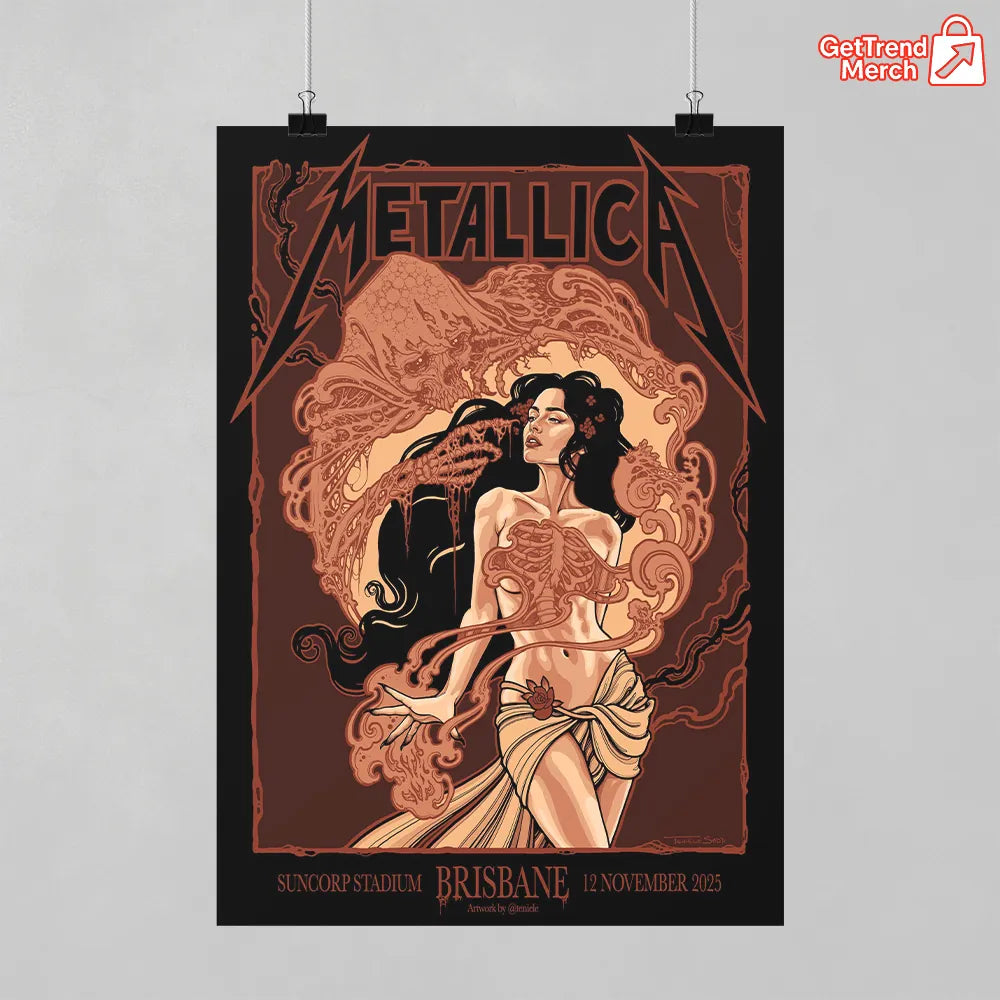 Metallica M72 World Tour November 12 2025 Brisbane Australia Suncorp Stadium Poster Canvas Wall Art