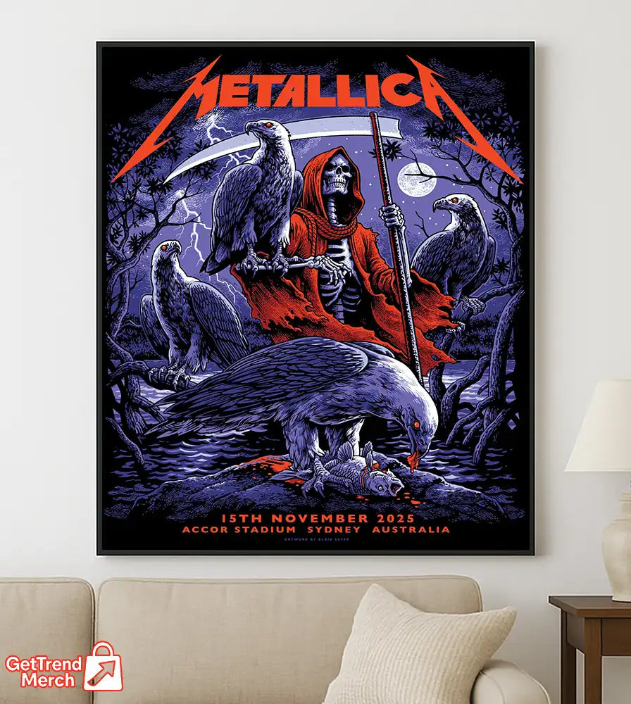 Metallica M72 World Tour November 15 2025 Sydney Australia Accor Stadium Poster Canvas Wall Art