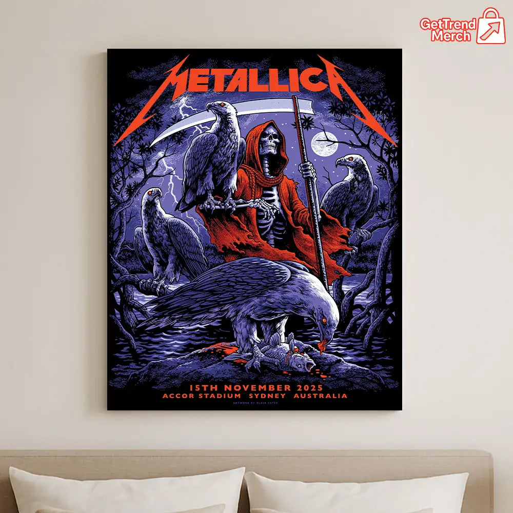 Metallica M72 World Tour November 15 2025 Sydney Australia Accor Stadium Poster Canvas Wall Art