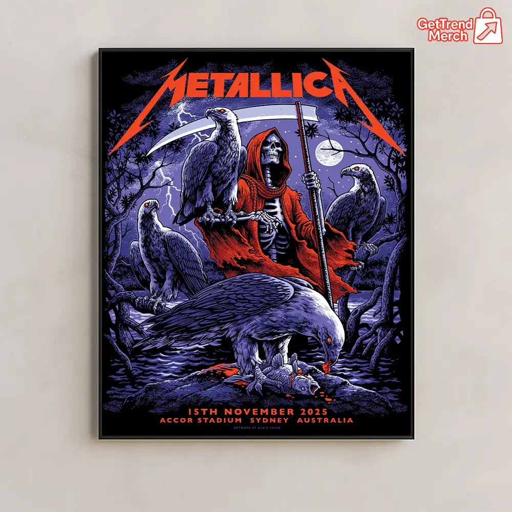 Metallica M72 World Tour November 15 2025 Sydney Australia Accor Stadium Poster Canvas Wall Art