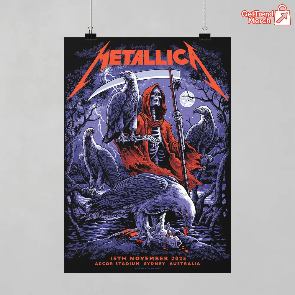 Metallica M72 World Tour November 15 2025 Sydney Australia Accor Stadium Poster Canvas Wall Art
