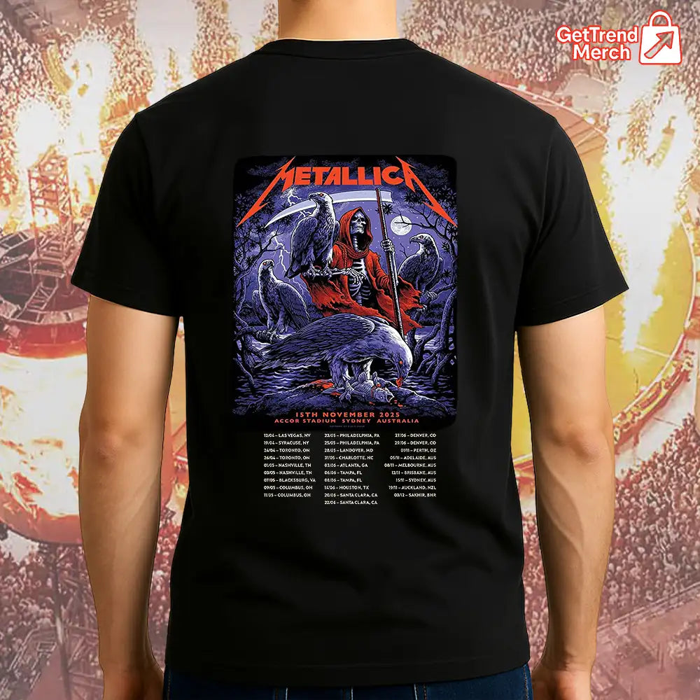 Metallica M72 World Tour November 15, 2025 Sydney, Australia - Accor Stadium Tour Shirt