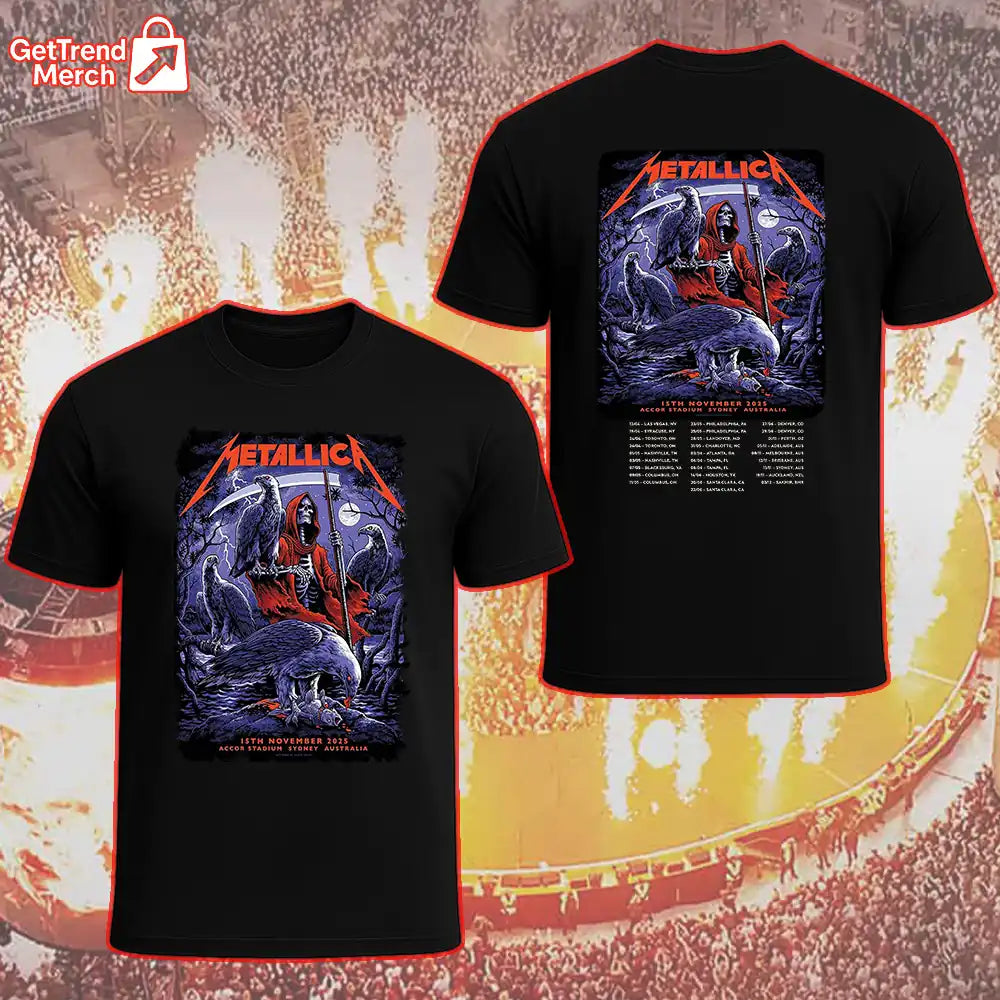 Metallica M72 World Tour November 15, 2025 Sydney, Australia - Accor Stadium Tour Shirt