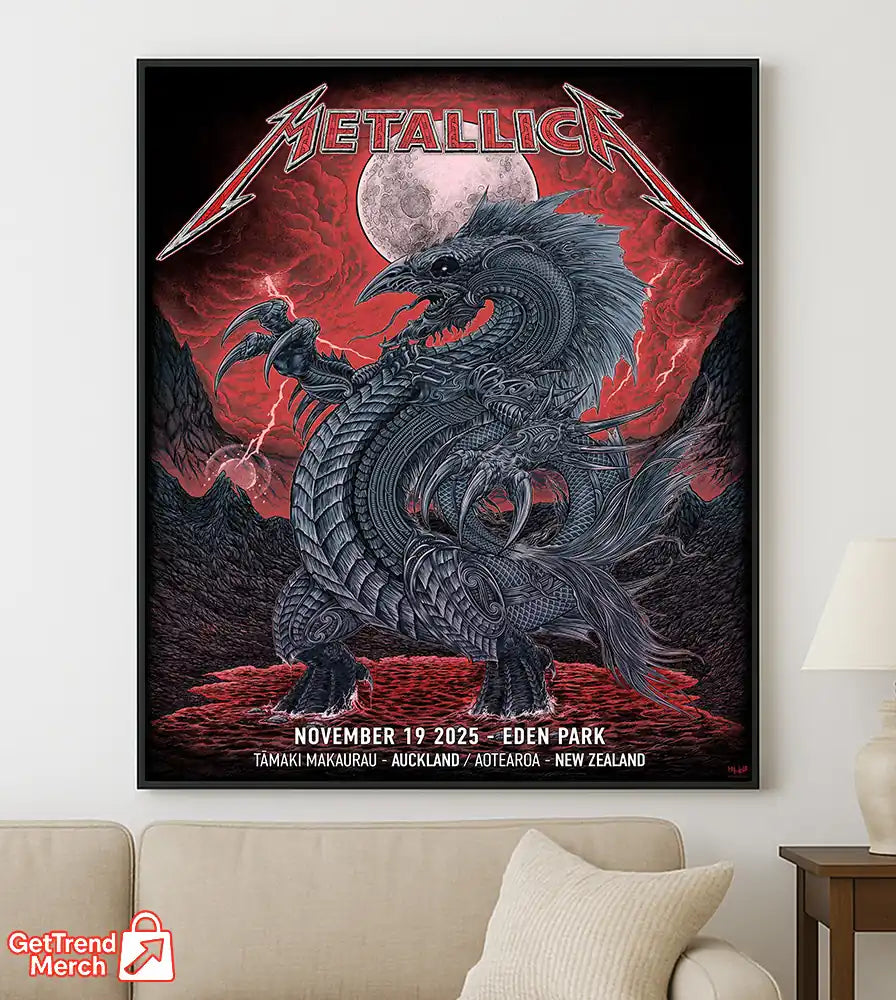 Metallica M72 World Tour November 19 2025 Auckland New Zealand Eden Park Poster Canvas Wall Art