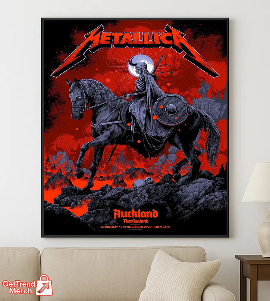 Metallica M72 World Tour November 19, 2025 Auckland New Zealand Eden Park Poster Canvas Wall Art