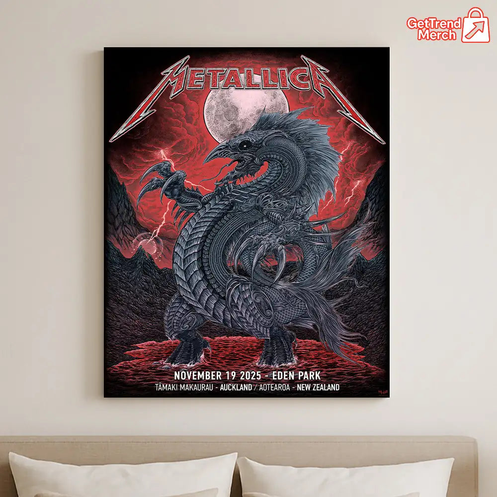 Metallica M72 World Tour November 19 2025 Auckland New Zealand Eden Park Poster Canvas Wall Art