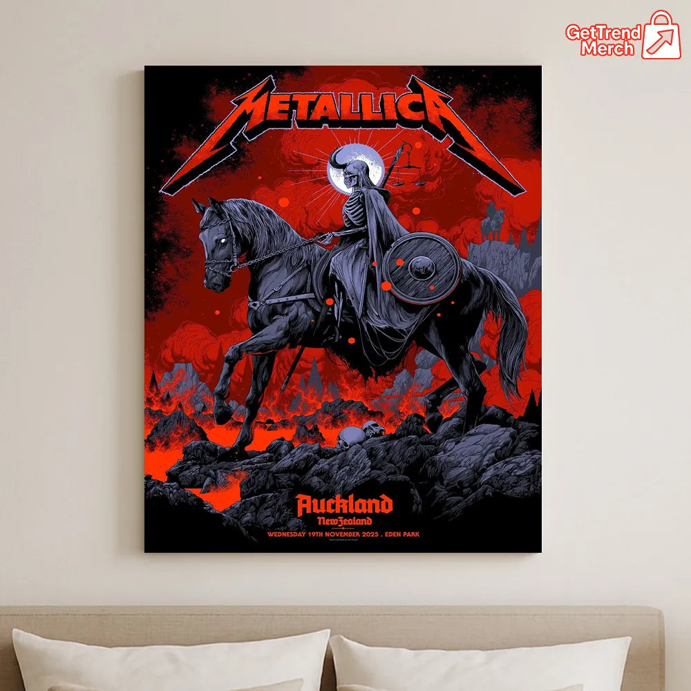 Metallica M72 World Tour November 19, 2025 Auckland New Zealand Eden Park Poster Canvas Wall Art