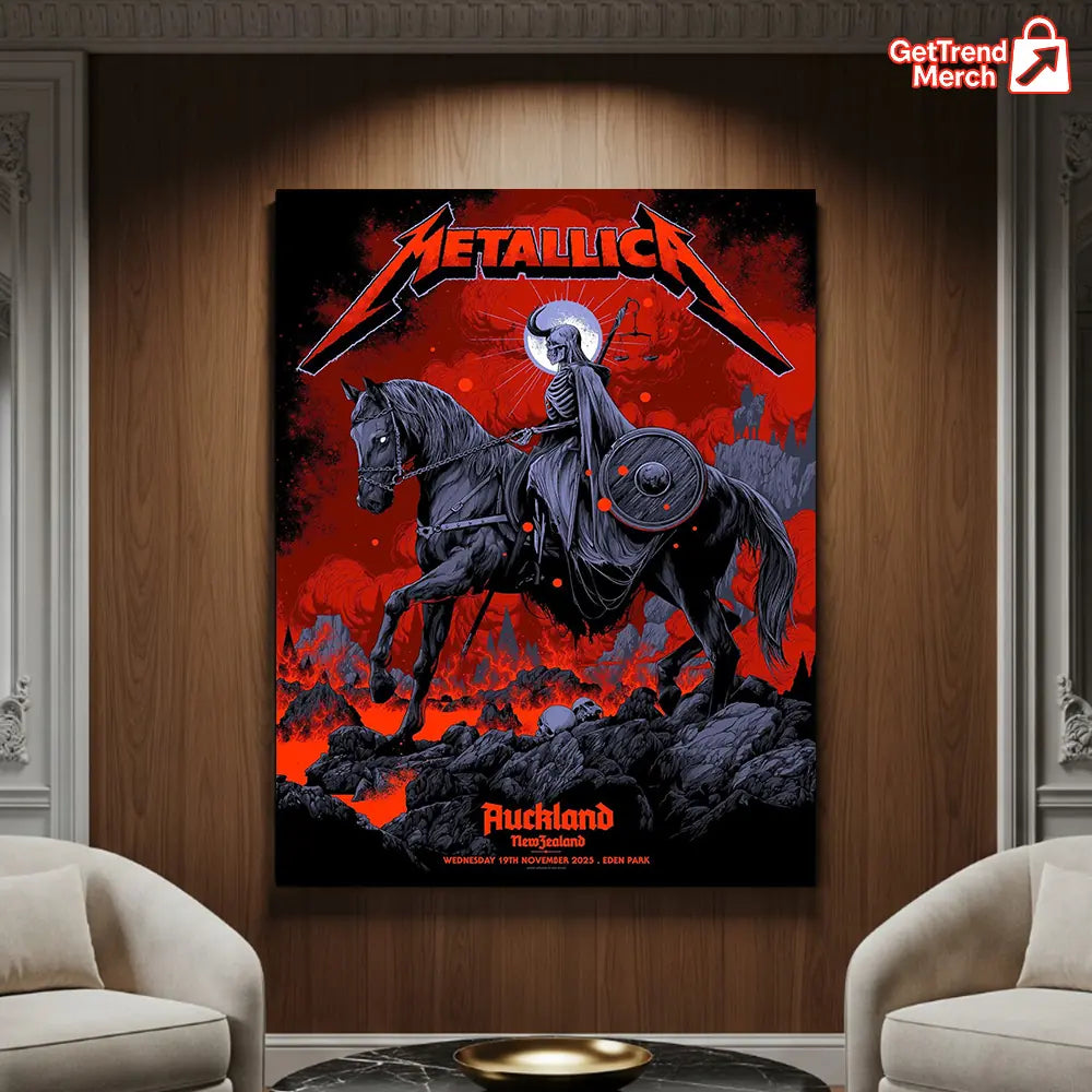 Metallica M72 World Tour November 19, 2025 Auckland New Zealand Eden Park Poster Canvas Wall Art
