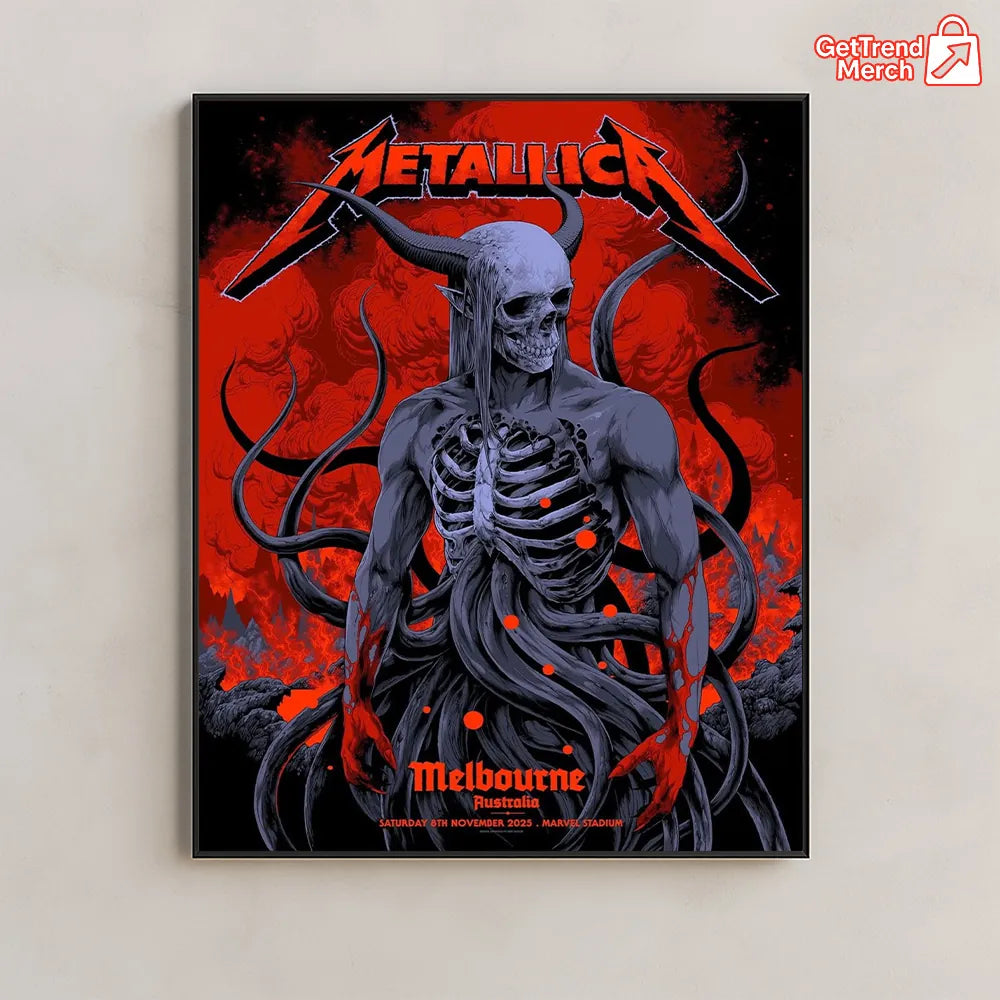 Metallica M72 World Tour November 8, 2025 Melbourne Australia Marvel Stadium Poster Canvas Wall Art