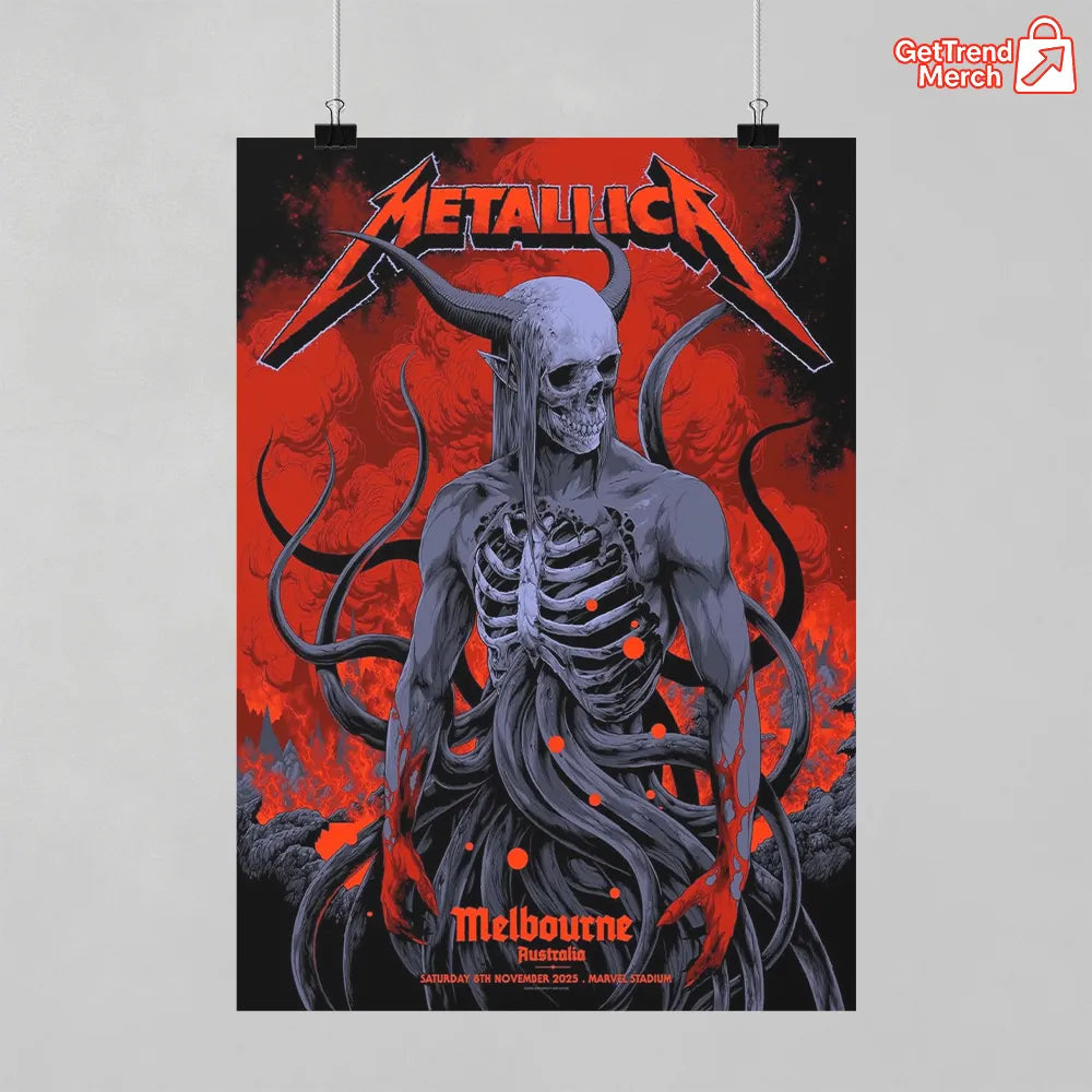 Metallica M72 World Tour November 8, 2025 Melbourne Australia Marvel Stadium Poster Canvas Wall Art